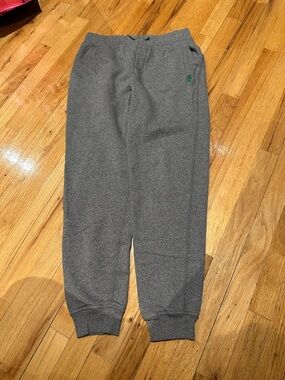 Ralph Lauren Gray Kids Fleece Joggers with Green Polo Logo sz XL